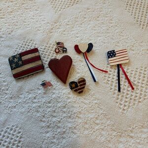 Patriotic Red White & Blue Pin/Brooch Lot
